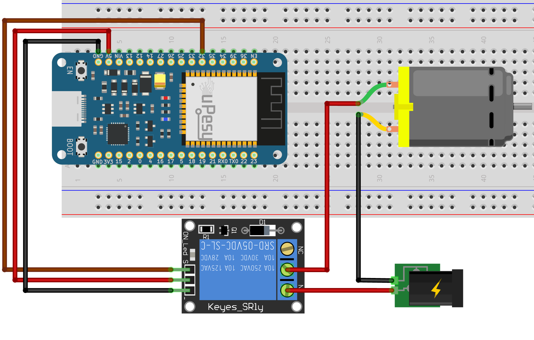 relay circuit diagram esp32 Arduino code