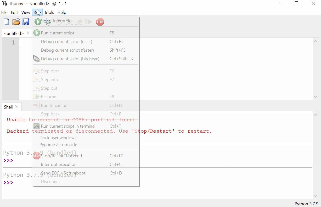 installation of micropython on the ESP32 via Thonny IDE