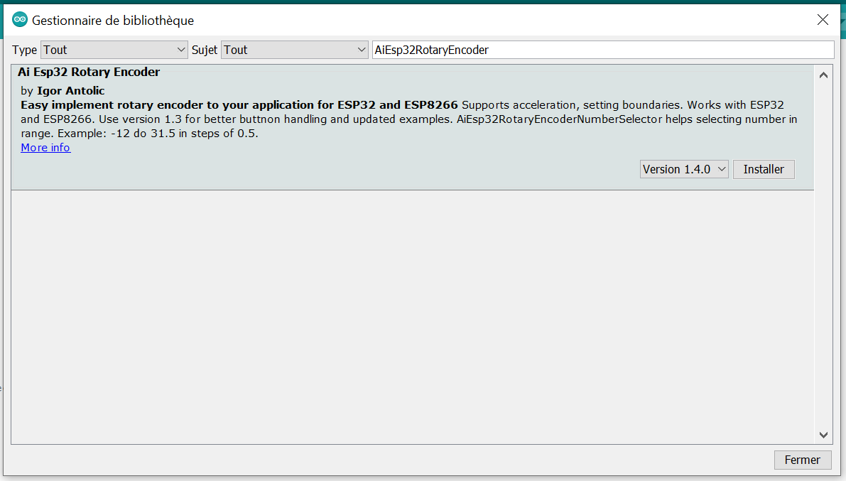 arduino library installation for rotary encoder on ESP32